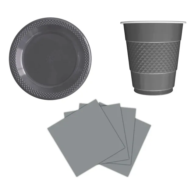 Kit Platos Vasos Servilletas Desechables Unicolor Sempertex