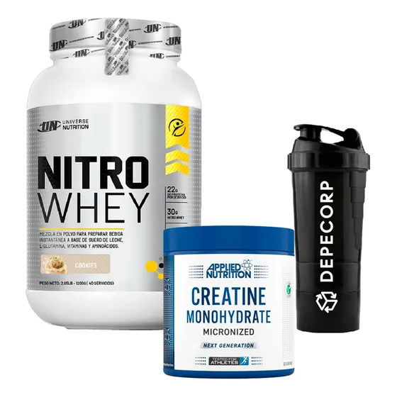 Pack Nitro Whey 1kg +creatina Applied Nutrition 250gr+shaker