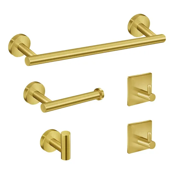 Kit De Acessórios Para Banheiro 5 Peças Stander Dourad Yesop Cor Dourado