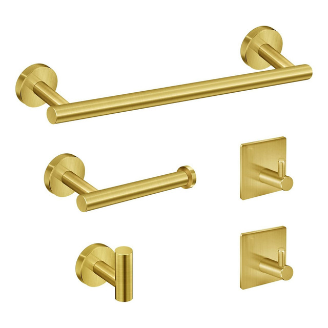 Kit De Acessórios Para Banheiro 5 Peças Stander Dourad Yesop Cor Dourado Kit De Acessórios Para Banheiro 5 Peças Stander Dourad Yesop Cor Dourado