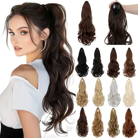 Extensiones De Cabello Garra Cola De Caballo Ondulado 18pLG