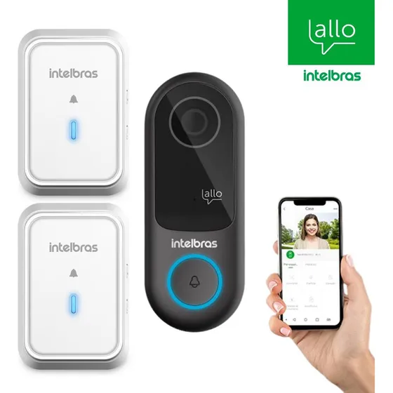 Vídeo Porteiro Intelbras Wifi Allow3 C/2 Campainha Cib 101 B