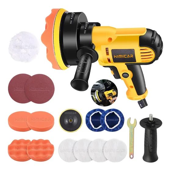 Pulidora Eléctrica Para Coche 700w 127v Juego De 17 Piezas Himicar M14 Color Amarillo