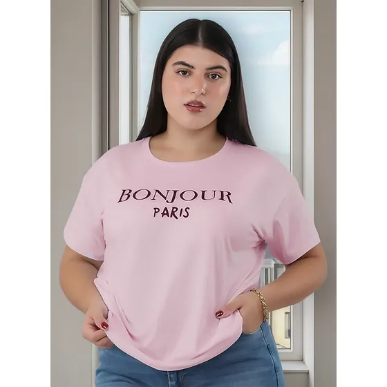 Remera Onyx Estampada Viscosa Lycra Paris Mujer Talle Grande