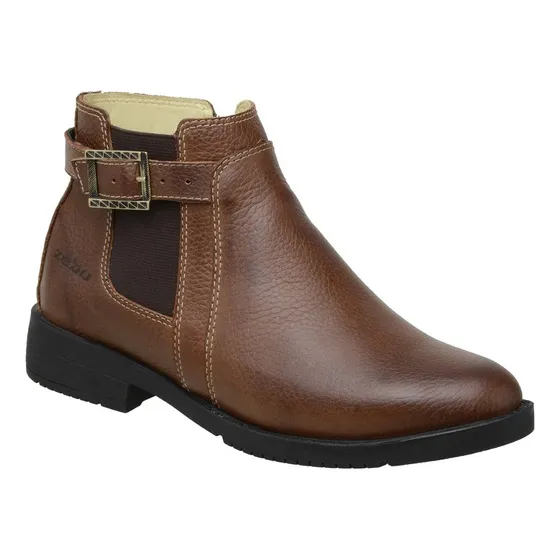 Botina Zebu Anatomica Feminina Marrom Com Zíper 73040