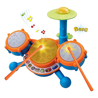 Bateria De Plastico Color Naranja Azul Con Luces Y Sonido Bateria De Plastico Color Naranja Azul Con Luces Y Sonido