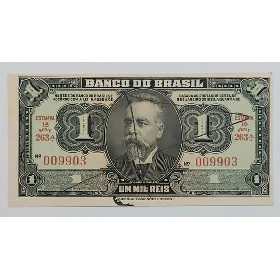 Cédula Brasil 1000 Réis R193 1923 Fe Rara Catálogo $190