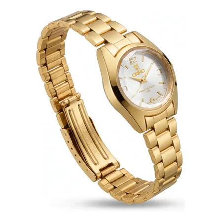 Relógio Feminino Orinet Original A Prova D Agua Luxo Gw Dourado Branco