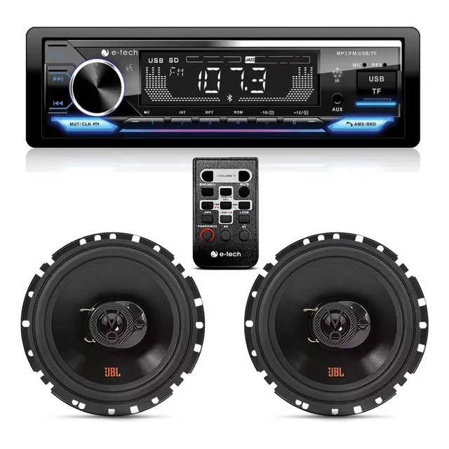 Aparelho Som Mp3 Radio Bluetooth + 02 Alto Falante Jbl 6 Pol