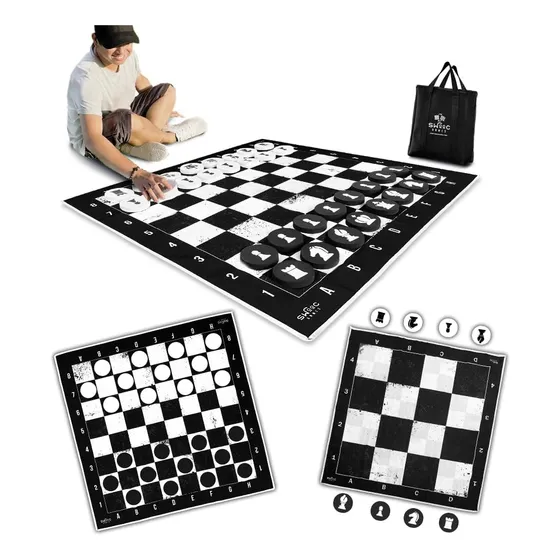 Swooc Games - Juego De Damas Gigantes, Ajedrez Y Ajedrez 3 E