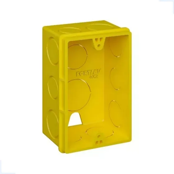 Kit 100un Caixa De Luz 4x2 Amarela Fortlev Reforçada