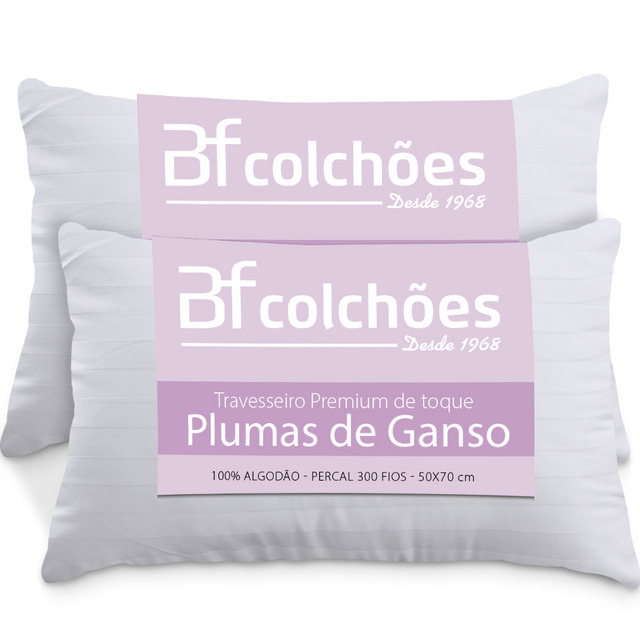 Kit 2 Travesseiros Fibras Toque Pluma De Ganso 100% Algodão Kit 2 Travesseiros Fibras Toque Pluma De Ganso 100% Algodão