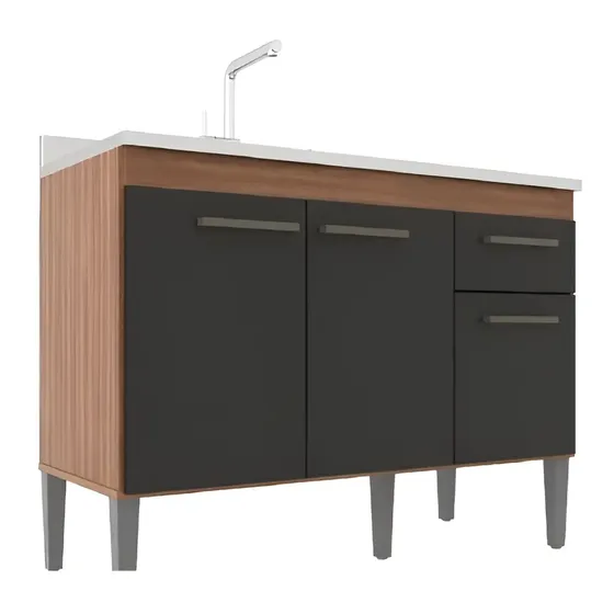 Bajo Mesada Mueble Cocina 3 Puertas 1 Cajon Realeza Muebles Web Color Manchester\u002Fgrafito | Cuotas sin interés