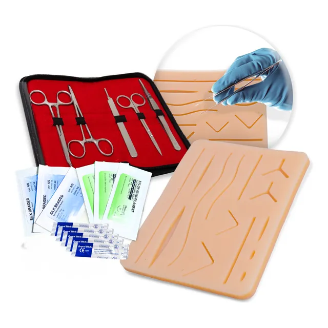 Kit Sutura Completo Avançado Com Simulador De Pele E Estojo