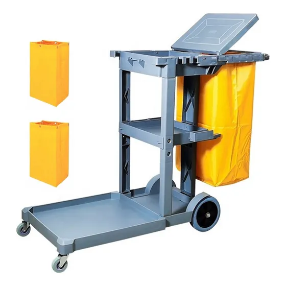 Carro De Aseo Porta Útiles Con Tapa Color Amarillo incluye 2 bolsas!