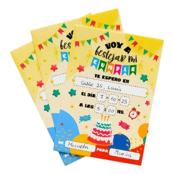 Tarjeta De Invitacion  Para Cumple X 10 Unid