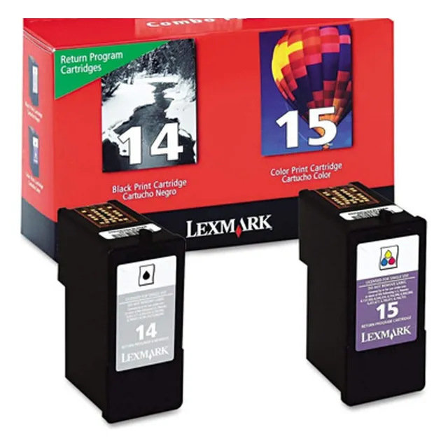 Paquete Combinado De Cartuchos De Tinta Lexmark 18c2239 (14 Y 15) - Negro Y Color Para Impresoras X2600, X2650, X2670, Z2300, Z2320 - Embalaje Minorista