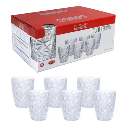 Copo De Vidro 6 Peças 290ml Vidro Grosso Resistente Transparente
