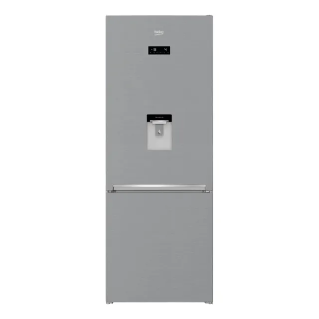 Heladera con freezer inverter Beko RCNE560E40DZXBN color look inox con capacidad de 497L