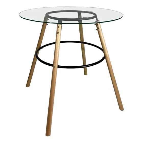 Mesa Jantar Renata Redonda 90cm Vidro Base Arco Circular Cbp