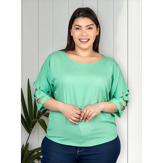 Blusa Poplin Mujer Manga 3/4 Onara Ninon Talle Grande