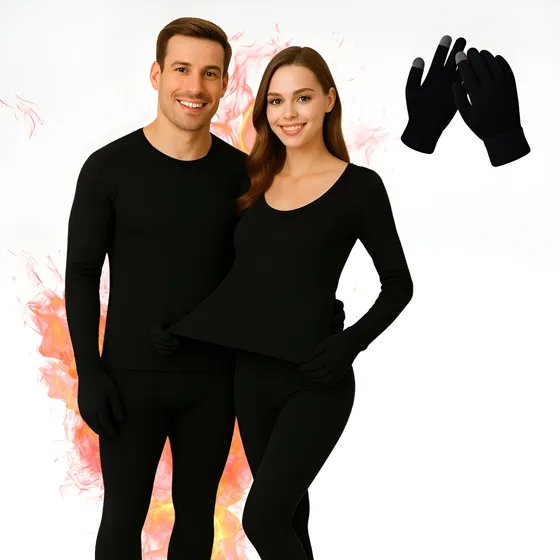 Kit Frio Conjunto 2º Pele Camisa + Calça Térmica Luva Touch