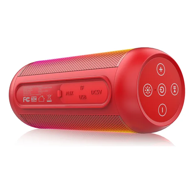 Bocina Bluetooth Speaker Altavoz Inalámbrico Portátil Con Led RGB Ajustable 1hora 5wx2 De Potencia Soporte Aux, Micro Sd, Tf Tarjeta Rojo