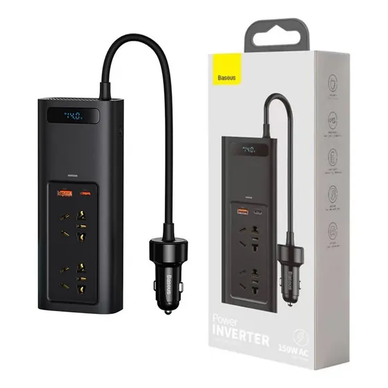 Cargador Auto Tomacorriente Fast Charger 150w Pd3.0 Baseus Color Negro