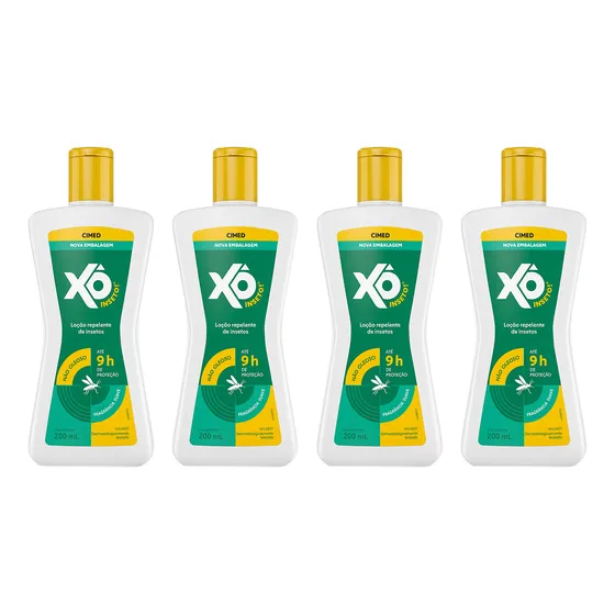 4x Loção Repelente Xô Inseto Hidratante Não Oleoso 200ml