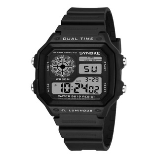 Reloj Digital Luz Led Negro Correa Silicona Multifuncional Reloj Digital Luz Led Negro Correa Silicona Multifuncional