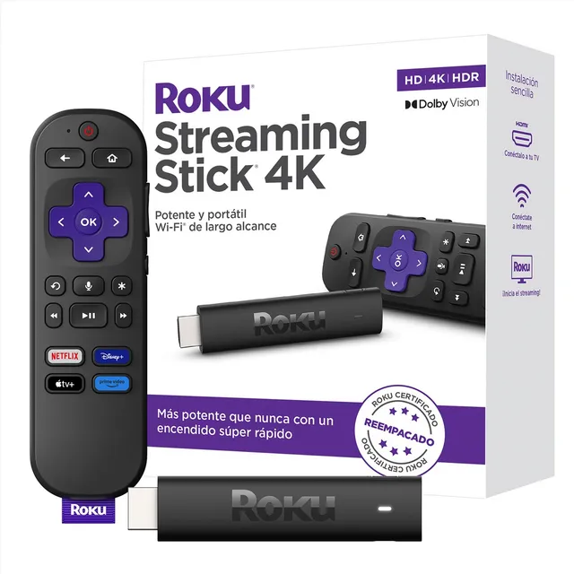 Roku Streaming Stick 4k Convertidor Smart 3820XB Reempacado