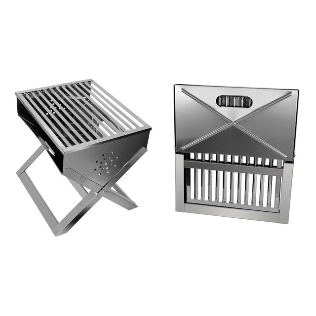 Churrasqueira De Inox Dobrável Portátil A Carvão - Maleta Churrasqueira De Inox Dobrável Portátil A Carvão - Maleta