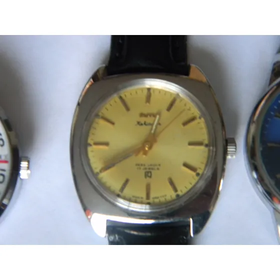 Lote Reloj Antiguo Pulsera Cuerda Y Otros Negro Plata Azul