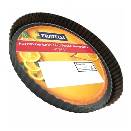 Forma Crespa Solta Fundo Removivel Redonda Assadeira 26cm Chumbo