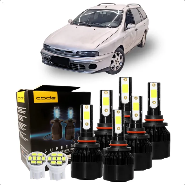Kit 6 Lâmpadas Super Led Farol Duplo Alto Baixo Milha 8000k 
