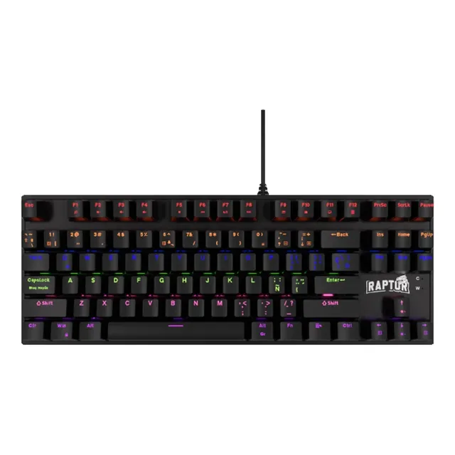 Teclado Mecánico Raptor Fireclaw M87 Tkl Red Outemu Rgb