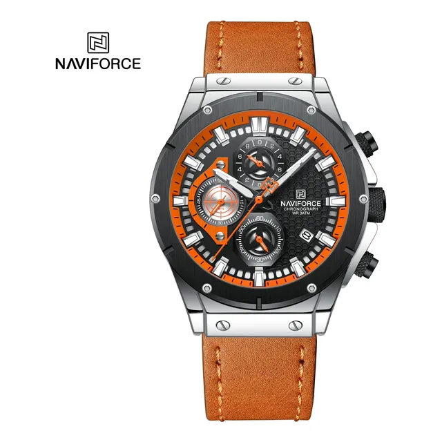Reloj Casual Correa De Cuero Para Caballero Naviforce 8028