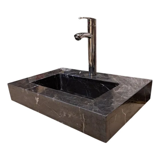 Lavabo Rampa Tipo Cascada Mármol Negro 50 X 40 X 10
