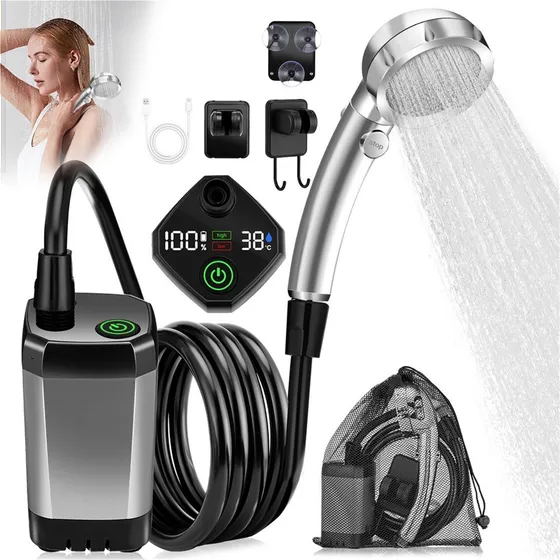 Ducha Portátil 6000mah Recargable Con Modo Ajustables Gris