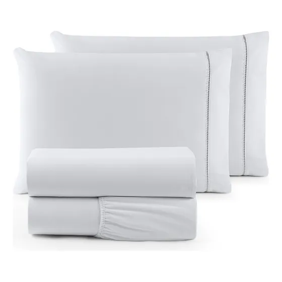 Conjunto Lençol King 3 Pçs Algodão 200 Fios Ponto Palito