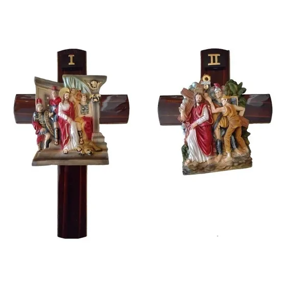 Viacrucis, 15 Estaciones, Artesanía De Resina, 52 X 32 X 6cm