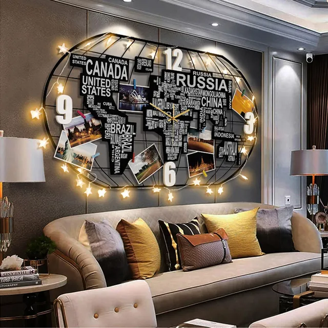 Reloj Pared Decorativo Moderno Mapa Mundo Led 3d Silencioso