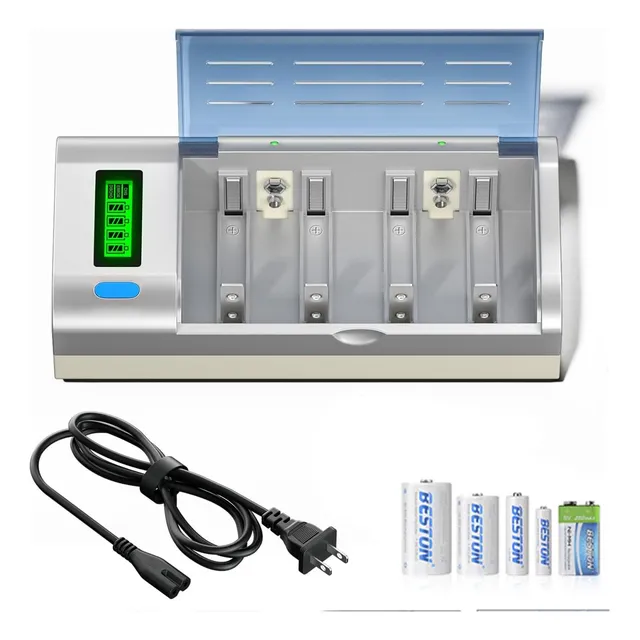 Cargador Pilas Baterías Recargables Aa Aaa C D 9v Pantalla