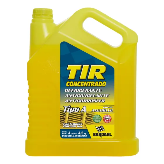 Líquido Refrigerante Anticorrosivo Tir concentrado Bardahl 4L Amarillo