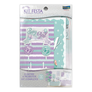 Kit Festa Chá De Revelação Bebê Menino Menina 62 Peças Kit Festa Chá De Revelação Bebê Menino Menina 62 Peças
