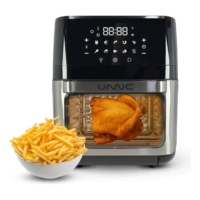 Freidora De Aire Sin Aceite Horno 12 L Digital Spiedo Unnic Color Negro