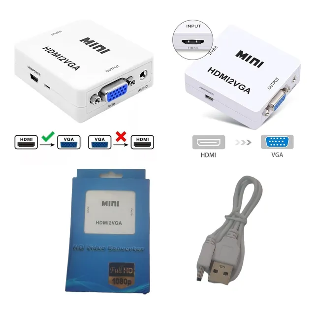 Convertidor Adaptador Para Hdmi A Vga Audio Ps3 Ps4 Nuevo