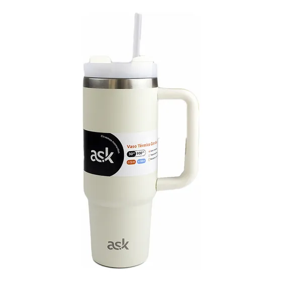 Vaso Térmico Termo Con Asa 900ml Acero Inoxidable Ask