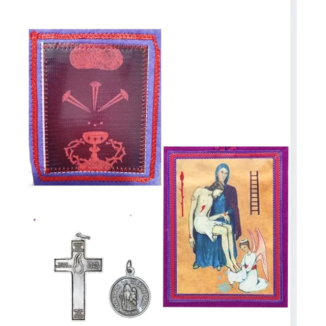 Escapulario Morado Marie Jahenny Medalla Y Cruz Combo