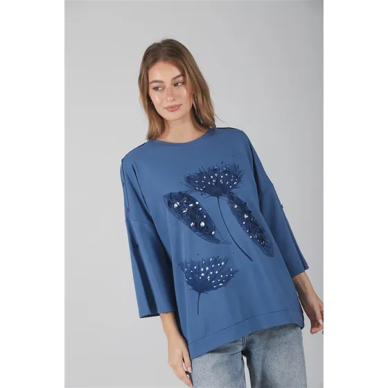 Remeron Oversize Grove Bordado Gu9808 Mangas 3/4 Arizona